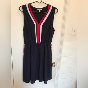 Navy blue. Polyester dress.